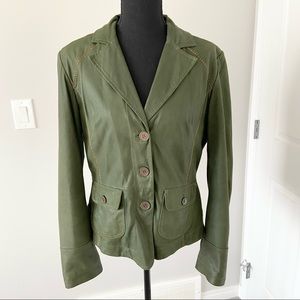 COPY - Danier Green Lightweight Leather Button Down Jacket